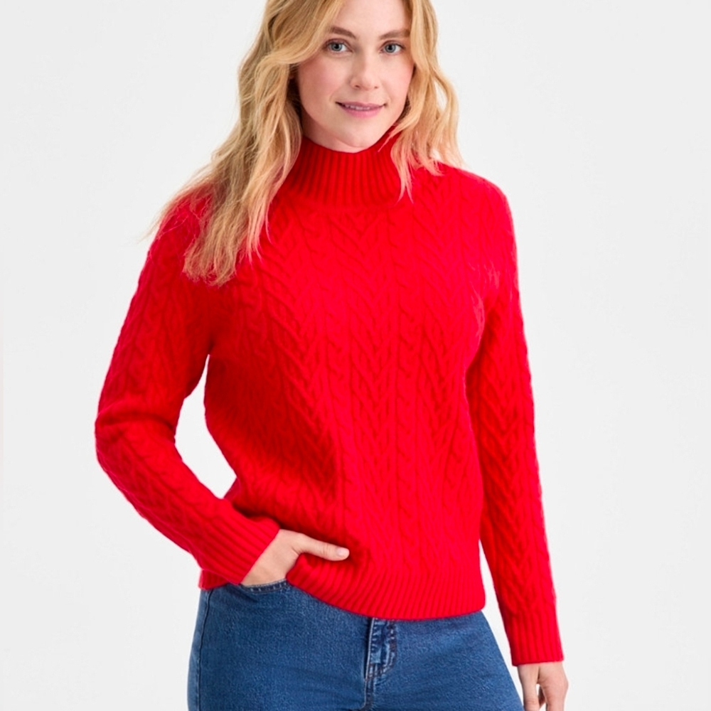 Elegant Red Mock Turtleneck Sweater
